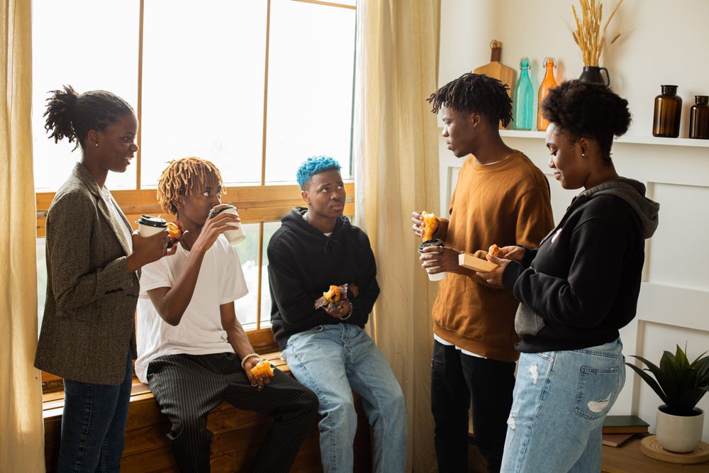People talking together over coffee
